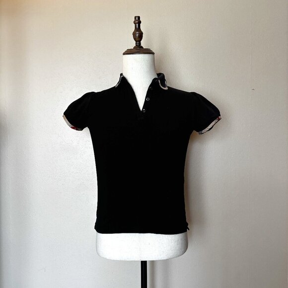 Burberry London Women's Black Polo Shirt Size 2 - Picture 1 of 13